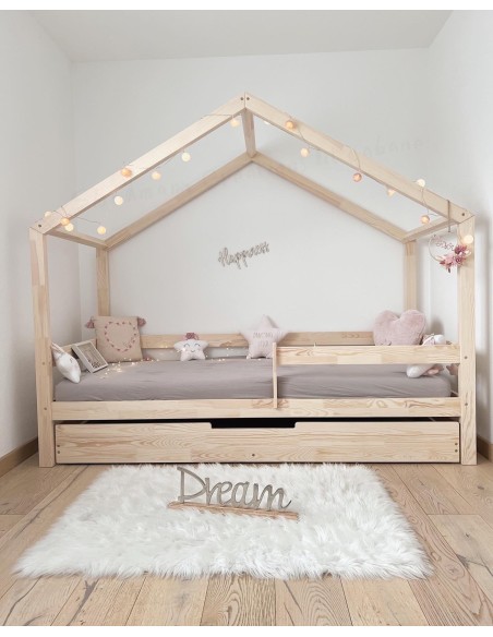 Lit gigogne inversé avec barrière amovible Lit gigogne inversé avec barrière amovible