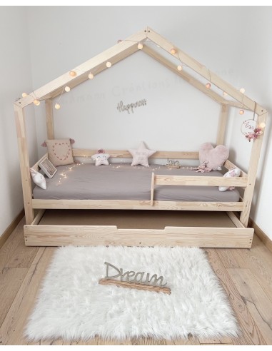 Lit gigogne inversé avec barrière amovible