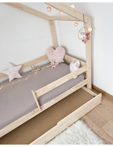 Lit gigogne inversé avec barrière amovible