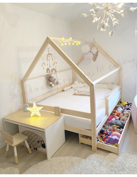 Lit gigogne grande taille avec barrière amovible Lit gigogne grande taille avec barrière amovible