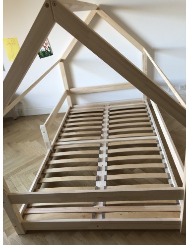 Lit cabane avec barrière amovible grande taille