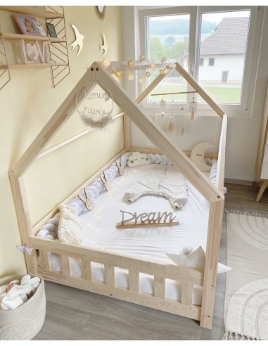 Lit cabane avec barreaux non-amovibles grande taille