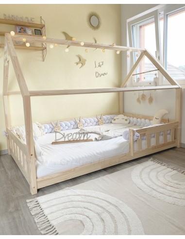 Lit cabane avec barreaux non-amovibles grande taille