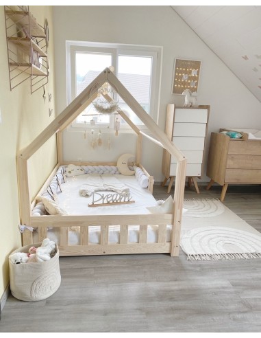 Lit cabane avec barreaux non-amovibles grande taille