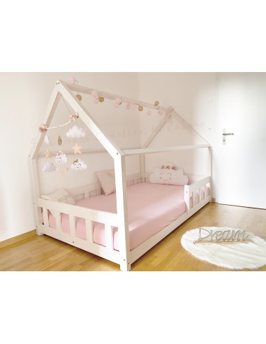 Lit cabane avec barreaux non-amovibles grande taille