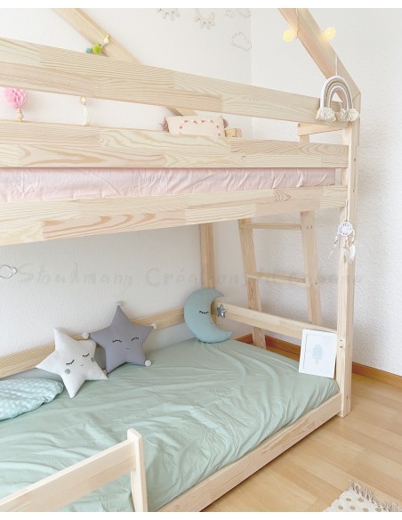 Lit à étage double avec échelle de côté Lit à étage double avec échelle de côté