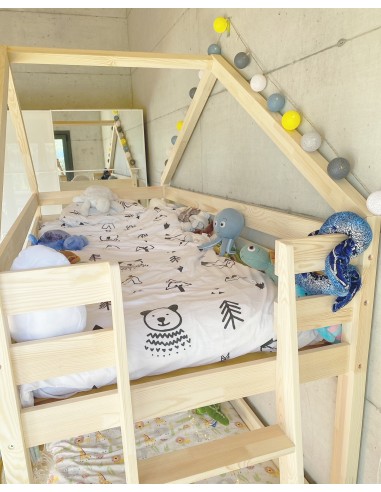 Lit à étage double avec échelle de côté