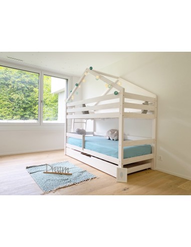 Lit à étage double avec échelle de côté version gigogne/tiroir