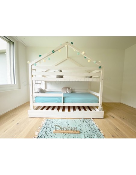 Lit à étage double avec échelle de côté version gigogne/tiroir