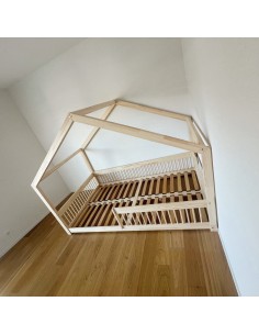 Lit cabane inversé avec barreaux arrondis non-amovibles grande taille 2